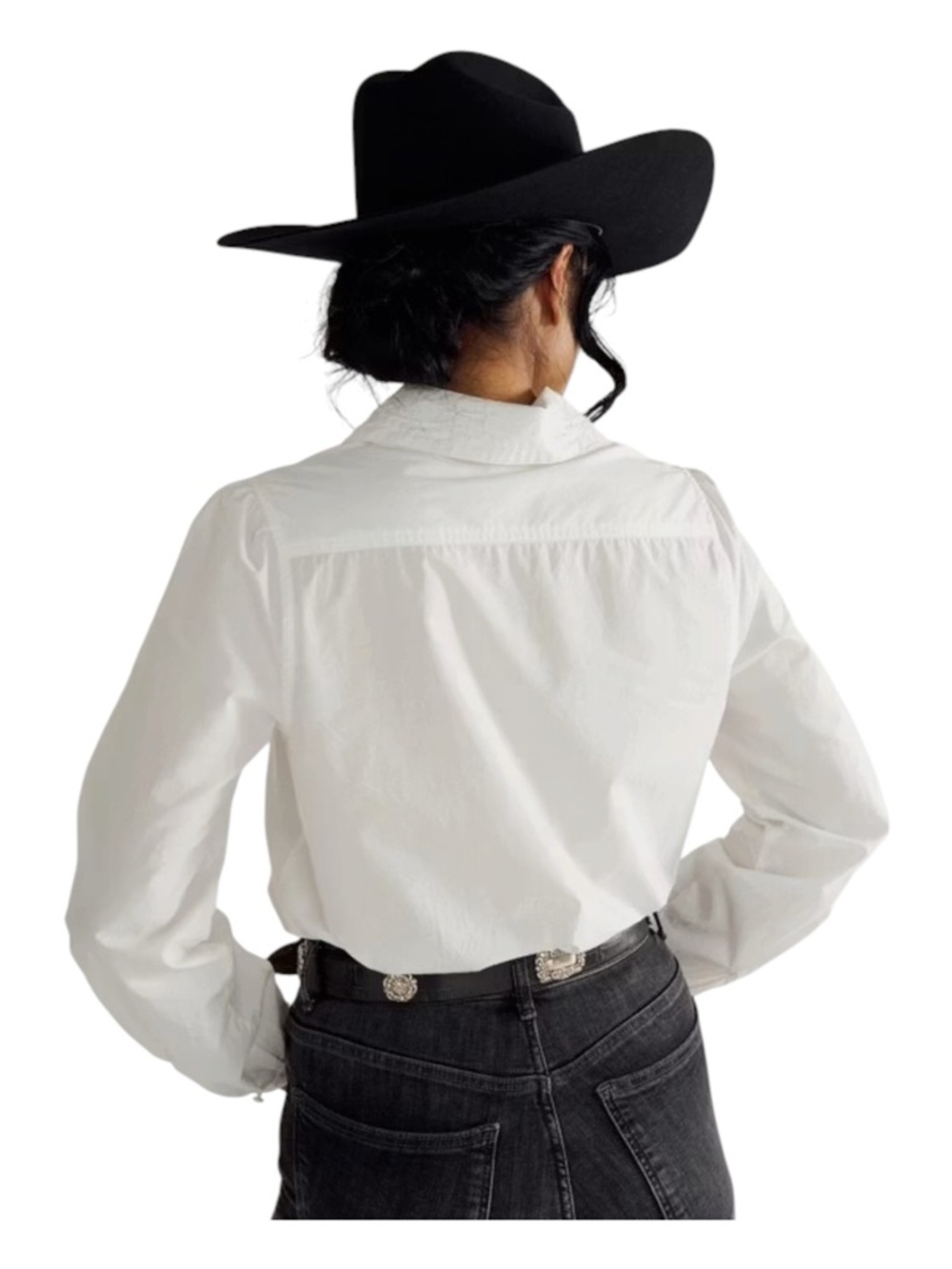 Tecovas Women’s White 100 % Cotton Pearl Snap Button-Up Western Shirt Medium